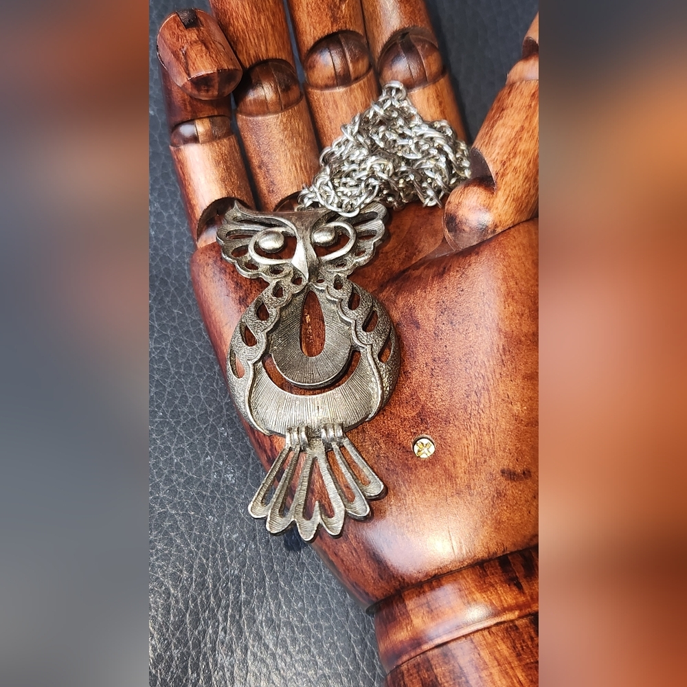 Torino Silver-Tone Owl Pendant Chain Necklace 30"